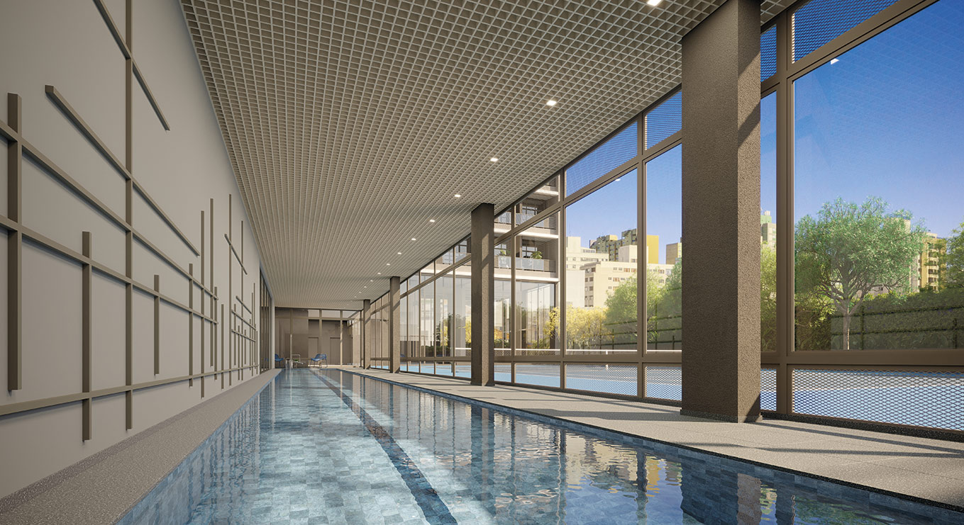 Piscina coberta com raia de 25 m