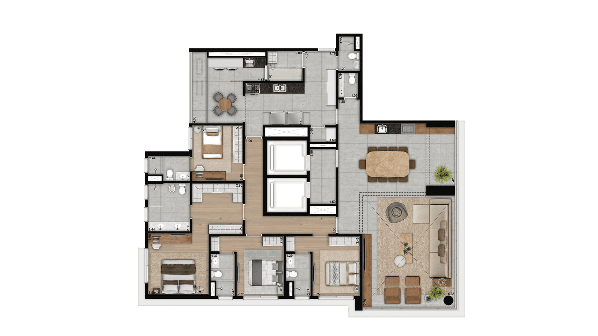 Planta 4 Dormitórios Ímpar